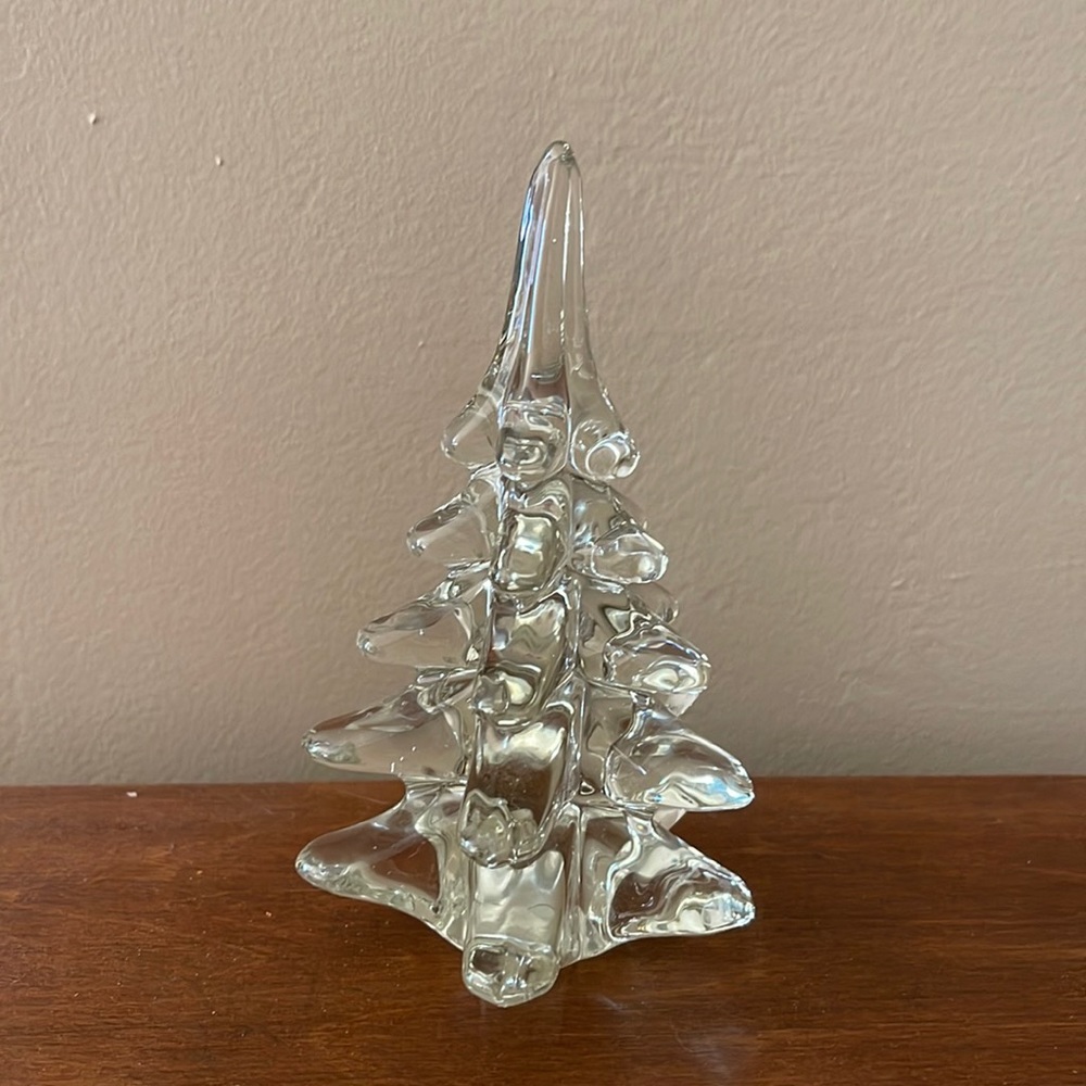 Vintage Hand Made Glass Art Clear Christmas Tree